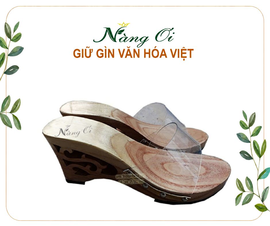 guốc lọng cổ truyền cao 7cm làm từ gỗ xoan tự nhiên